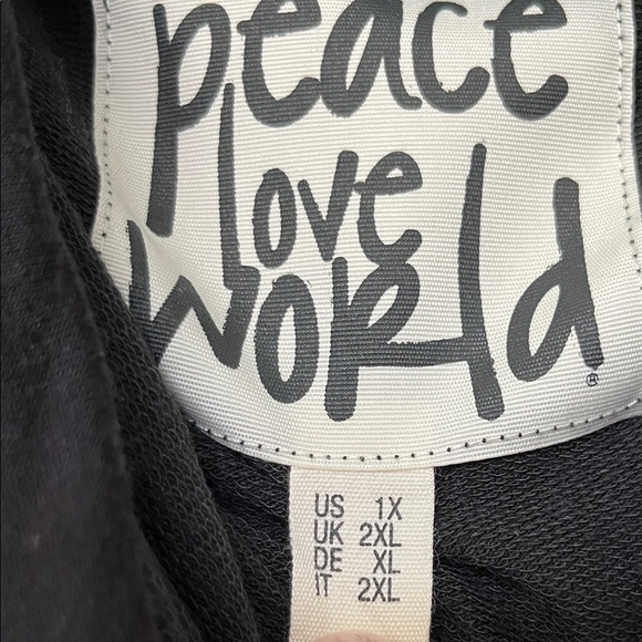 Peace Love World Black Hoodie Sweatshirt - Picture 3 of 12